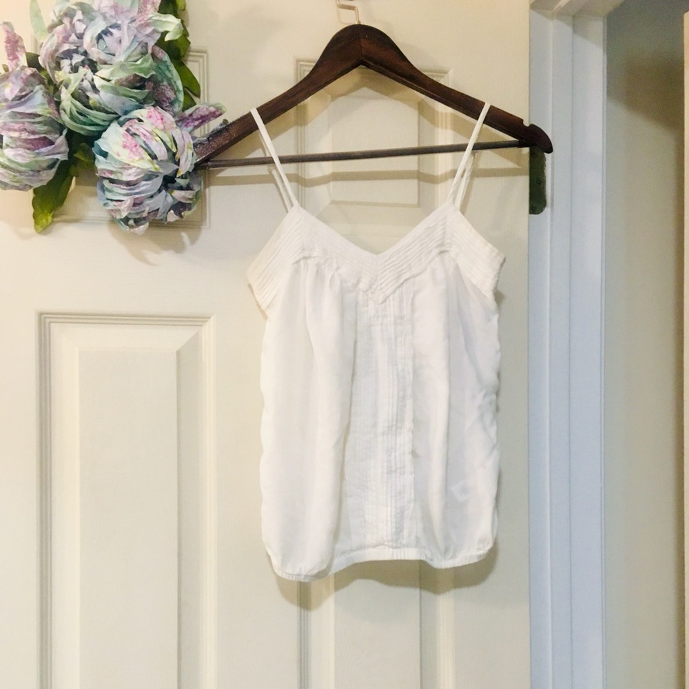 EXPRESS White Pleated Camisole Tank X-Small (XS)